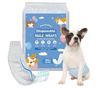 FuzzFables Lot de 20 couches jetables pour chiens mâles, avec indicateur d'humidité, bandes abdominales plus larges pour chiots, absorbantes et anti-fuite, protection contre l'incontinence urinaire S