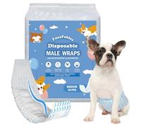 FuzzFables Lot de 20 couches jetables pour chiens mâles, avec indicateur d'humidité, bandes abdominales plus larges, absorbantes et anti-fuite, protection contre l'incontinence urinaire M