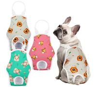 FuzzFables Lot de 3 couches lavables pour chien femelle avec bretelles réglables, culottes réutilisables pour la chaleur, combinaison fixe pour chiens actifs, absorbant et étanche, taille XS