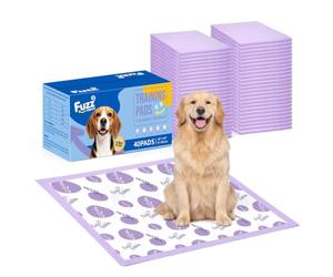 FuzzFables Lot de 40 tapis hygiéniques extra larges pour chien Lavande 71,1 | Tapis pour chien à 6 couches super absorbantes à séchage rapide et étanches avec languettes adhésives, contrôle des odeurs