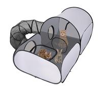 FuzzFables Parc pliable pour chat avec tunnel, parc multifonctionnel avec maille respirante, tente portable pour petits animaux, intérieur et extérieur, enclos et cages pour l'extérieur L