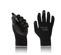 FUZZIO® 12 paires de gants de travail enduits avec clip pour gants (L|9, Noir)