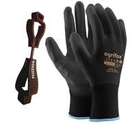 FUZZIO 24 paires de gants de travail Ogrifox enduits et porte-gant avec clip pour gants (L - 9, Noir)