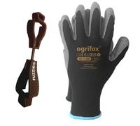 FUZZIO 24 paires de gants de travail Ogrifox enduits et porte-gant avec clip pour gants (L-9, Noir)