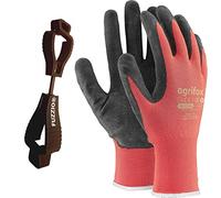 FUZZIO 24 paires de gants de travail Ogrifox enduits et porte-gant avec clip pour gants (M - 8, Rouge)