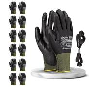 FUZZIO Jurav Lot de 12 paires de gants de travail en polyuréthane (M-8, noir)