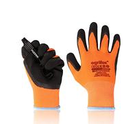 FUZZIO Lot de 12 paires de gants de travail fluorescents Ogrifox rétractables en latex M-8 Orange/Noir