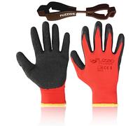 FUZZIO Lot de 24 paires de gants de travail en latex avec pinces à gants XL-10 Rouge