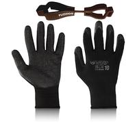 FUZZIO Lot de 24 paires de gants de travail en latex M-8 Noir