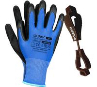 FUZZIO Lot de 24 paires de gants de travail en latex rétractable (bleu, XL-10)
