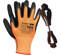 FUZZIO Lot de 24 paires de gants de travail en latex thermorétractable (orange, XL-10)