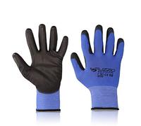 FUZZIO Lot de 40 paires de gants de travail avec revêtement PU Gants de construction avec pince à gants XL-10 Bleu