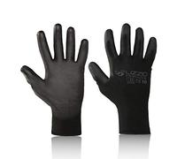FUZZIO Lot de 40 paires de gants de travail avec revêtement PU Gants de construction avec pince à gants XL-10 Noir
