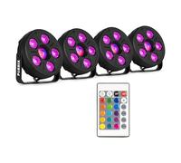 Fuzzix Comet M06 - Set Éclairage Soirée avec 4 PAR LED RGB et Jellyball, Télécommande Incluse, Modes Auto et Son-Lumière, Compact et Léger, Idéal pour Fêtes, Karaoké, Enfants et Petits DJ Sets