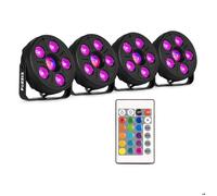 Fuzzix Comet M06 - Set Éclairage Soirée avec 4 PAR LED RGB et Jellyball, Télécommande Incluse, Modes Auto et Son-Lumière,