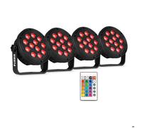 Fuzzix Comet M12 - Set Éclairage Soirée avec 4 PAR LED RGB 12 LEDs Haute Luminosité, Télécommande Incluse, Modes Auto et