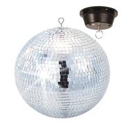 BeamZ Lighting Boule à facettes Fuzzix MB30M 30 cm – Sphère en PVC, Moteur 230V, Argenté