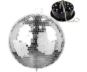 Fuzzix Pack Boule à Facettes 30cm Moteur LED RGB Disco Soirée