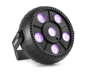 Fuzzix PLP14 - Lumière Noire LED avec Batterie Intégrée 6x 1 Watt, Projecteur LED, Télécommande Incluse, Port USB, Idéale pour les DJs pour Animer vos Soirées et Mettre l’ambiance