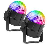 Fuzzix Tornado Pack de 2 Boules Disco Lumineuses RGB - 3 Modes de Musique, Effet Strobe, Support Ventouse Noir G