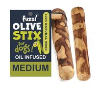 Fuzzl Olive Stix Lot de 2 jouets à mâcher en bois naturel pour chien Taille M