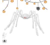 Fuzzy Halloween Spider - Giant Hairy Prop, jambes flexibles réalistes, créature en peluche légère, design noir réaliste | Décoration effrayante effrayante pour la porte du porche de porte de la maison