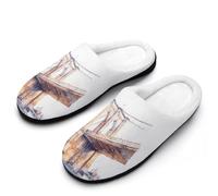 Fuzzy Pantoufles Aquarelle Du Pont De Brooklyn Slippers S