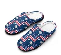 Fuzzy Pantoufles Drapeau Des États-Unis Et De La Caroline Slippers | Fuzzy pantoufles duveteux Pantoufle maison Pour chambre à coucher Fête Camping