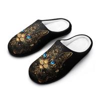 Fuzzy Pantoufles Fantasmes De Chat Aux Yeux Bleus Mandala Slippers | Fuzzy pantoufles maison chaussuresm antidérapantes Pour Hôtels chambre à coucher Fête
