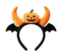 Fuzzy Pumpkin Headband With Bat Wings For Halloween Parties And Cosplay
