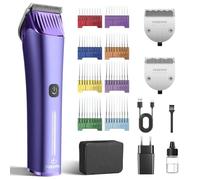 FuzzyFix Tondeuse pour chien avec lame de rechange, kit de toilettage sans fil 5 en 1 à lame réglable, tondeuse rechargeable à 2 vitesses avec peignes métalliques amovibles pour animaux et chevaux