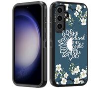FVAENDHIO Coque pour Galaxy S25 FE, She Believed She Could So She Did avec citation inspirante 3 en 1 hybride de qualité militaire résistante aux chocs et aux chutes pour Samsung Galaxy S25 FE 5G 6,7"