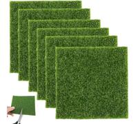 FVBKCOT 6 Pièces Mini Simulation Gazons, 15 x 15 cm Fausse Pelouse Extérieur Simulation, Herbe de Mousse Miniature pour Maison de Poupée, Ferme Jouet, Paysage DIY, Décoration Jardin, Vert