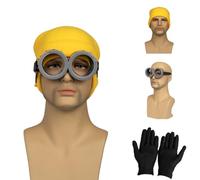 FVCENT Accessoires de vêtements pour hommes 3 pièces accessoires de vêtements pour Halloween inclus Vintage Steampunk lunettes jaune bonnet tricoté gants noirs (Minion)