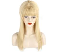 FVCENT Vintage Rétro Perruque Blonde Droite avec Frange Circonférence 50 cm