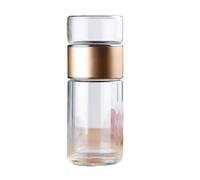 FVCTGHZ Bouteille d'eau de thé en Verre à Haute teneur en Borosilicate de 390ML, Double Couche, Tasse d'eau de thé, infuseur, gobelet, Bouteille d'eau avec Filtre à thé(Gold)