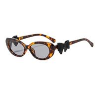 FVCTGHZ Lunettes de soleil ovales for femmes, décoration papillon, styliste, tendance, for voyage en plein air, UV400(Black Gray)