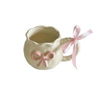 FVCTGHZ Tasses à café Tasse à café en céramique avec nœud Rose, en Relief irrégulier Fait à la Main, Tasse d'eau présente(Color1)