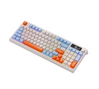 FVDPWYE Clavier Mécanique Russe 96 Touches Intégrant Écran Digital Clavier Gaming Portable Connectivité Double Mode Commandes Multimédia par Molette Concepti, Bleu Jaune