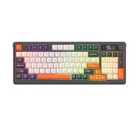 FVDPWYE Clavier Mécanique Russe 96 Touches Intégrant Écran Digital Clavier Gaming Portable Connectivité Double Mode Commandes Multimédia par Molette Concepti, Noir Orange