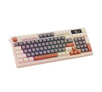 FVDPWYE Clavier Mécanique Russe 96 Touches Intégrant Écran Digital Clavier Gaming Portable Connectivité Double Mode Commandes Multimédia par Molette Concepti, Café Beige