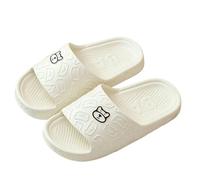 FVDZRFIE Pantoufles nuage Pantoufles d'intérieur à semelle souple for hommes et femmes, diapositives imprimées d'ours de dessin animé, EVA, chaussures d'été d'extérieur Cool for Couple(White,41)