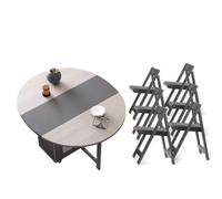 FVDZRFIE Table Ronde Pliante Mobile Rond Multifonctionnel De Meubles Se Pliants De Table À Manger De Mode avec des Chaises(Table 6 LChairs)