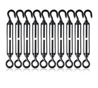 FVIEXE Lot de 10 tendeurs noirs M6 avec crochet et œillet en acier inoxydable, tendeur robuste pour tension de câble métallique, kit de quincaillerie pour voile d'ombrage, installation de tente