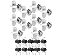 FVIEXE Lot de 10 verrous à piston avec clés - Cylindre de 1,9 cm de diamètre - Cylindre de 3,2 cm de longueur - Serrure de vitrine pour porte coulissante (clés identiques)