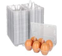FVIEXE Lot de 100 cartons à œufs bon marché en vrac, chacun peut contenir une demi-douzaine d'œufs (6 œufs), plateau en plastique pour œufs de poule, support pour œufs de pâturage familial, marché