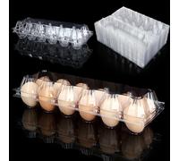FVIEXE Lot de 36 cartons à œufs bon marché en vrac, grands cartons vides en plastique pour œufs de poule, chacun peut contenir 1 douzaine d'œufs (12 œufs), plateau à œufs de poule vierge transparent