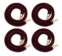 FVIEXE Lot de 4 cordes en velours bordeaux de 1,5 m, cordes de contrôle de la foule avec fermoirs dorés, noyau en mousse pour queue de cheval de sécurité pour fête et tapis rouge