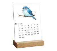 FVPKYUR Calendrier Oiseaux 2026 - Agenda Page Par Mois Aquarelle - Éphéméride de Bureau avec Support en Bois - pour Maison Bureau Organisation Rendez-vous Fêtes Nouvel An Noël