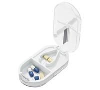 FVPKYUR Coupe-pilule, Coupe-pilule et séparateur avec distributeur, Petit distributeur de cas de pilule de supplément de médecine de boîte à pilules pour le voyage extérieur